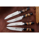 NIGHTHAWK CUSTOMS HAMMERED DAMASCUS MAMMOTH TOOTH STEAK KNIFE SET MODEL# K150